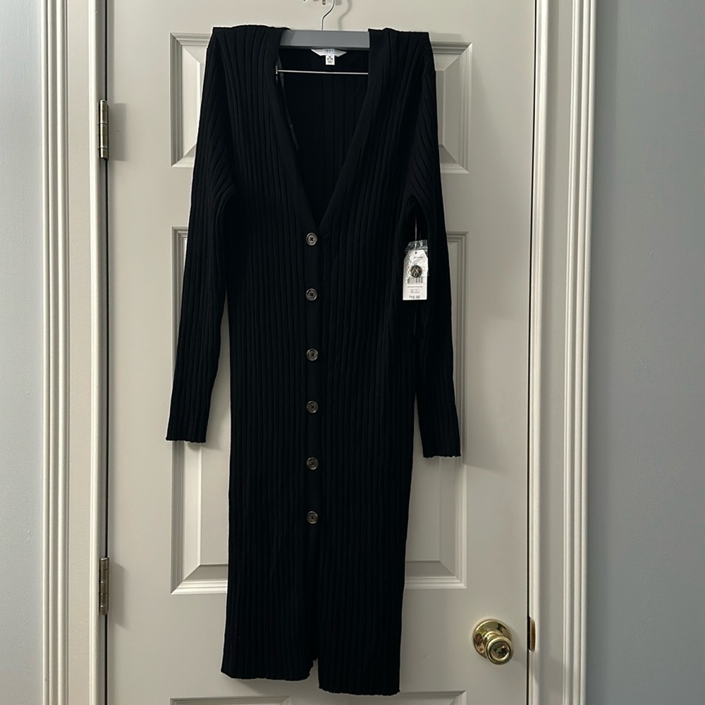 Black ribbed duster